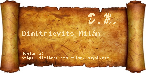 Dimitrievits Milán névjegykártya
